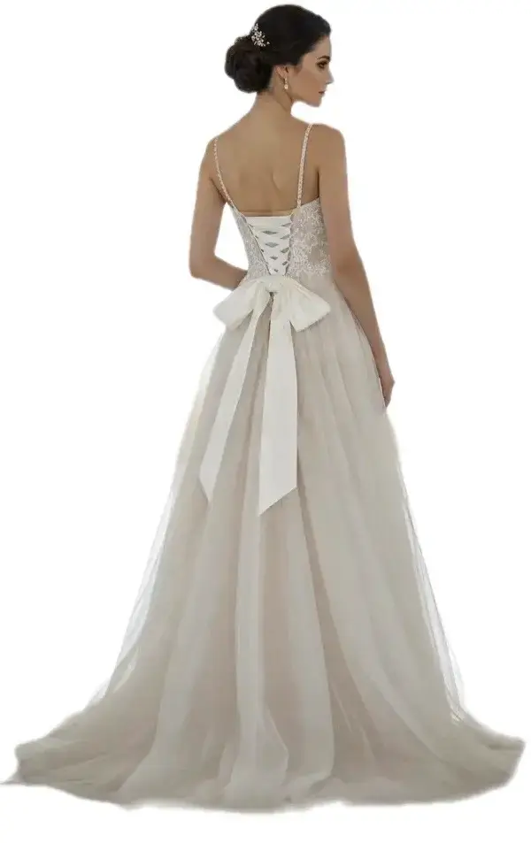 Vestido de novia elegante, con corsett y Corona - 2