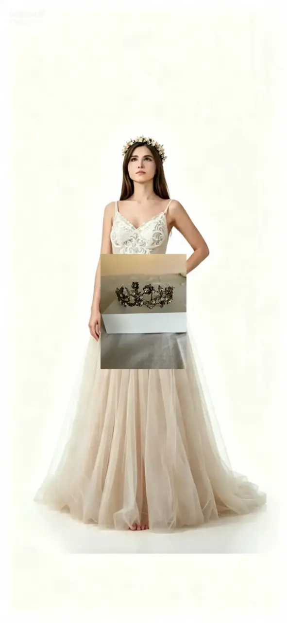 Vestido de novia elegante, con corsett y Corona - 3