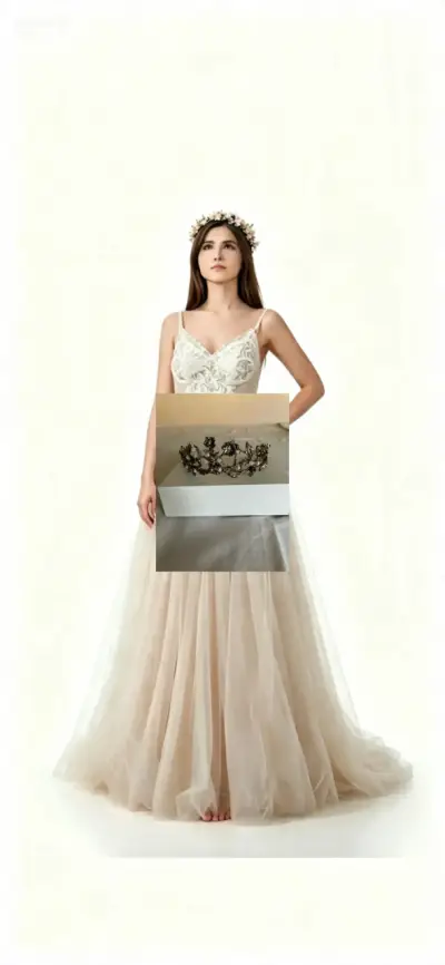 Vestido de novia elegante, con corsett y Corona - miniatura 3