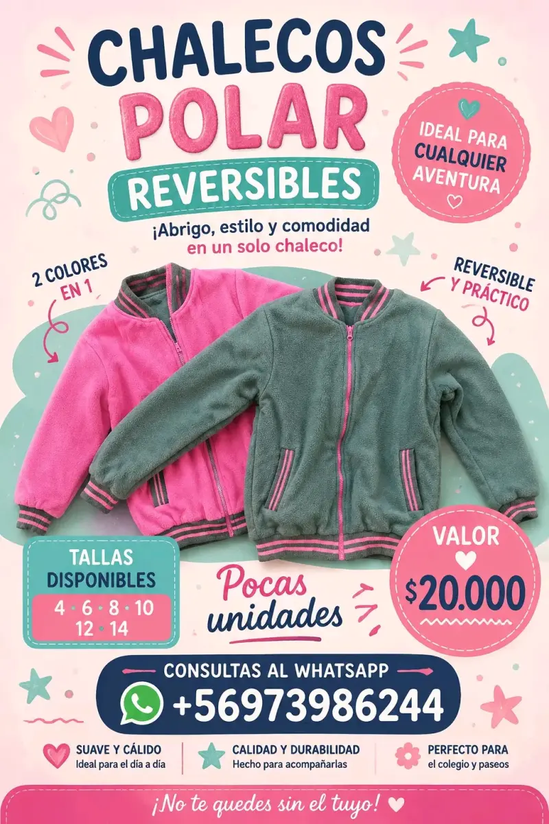Chaleco polar reversible niñas (valor conversable)