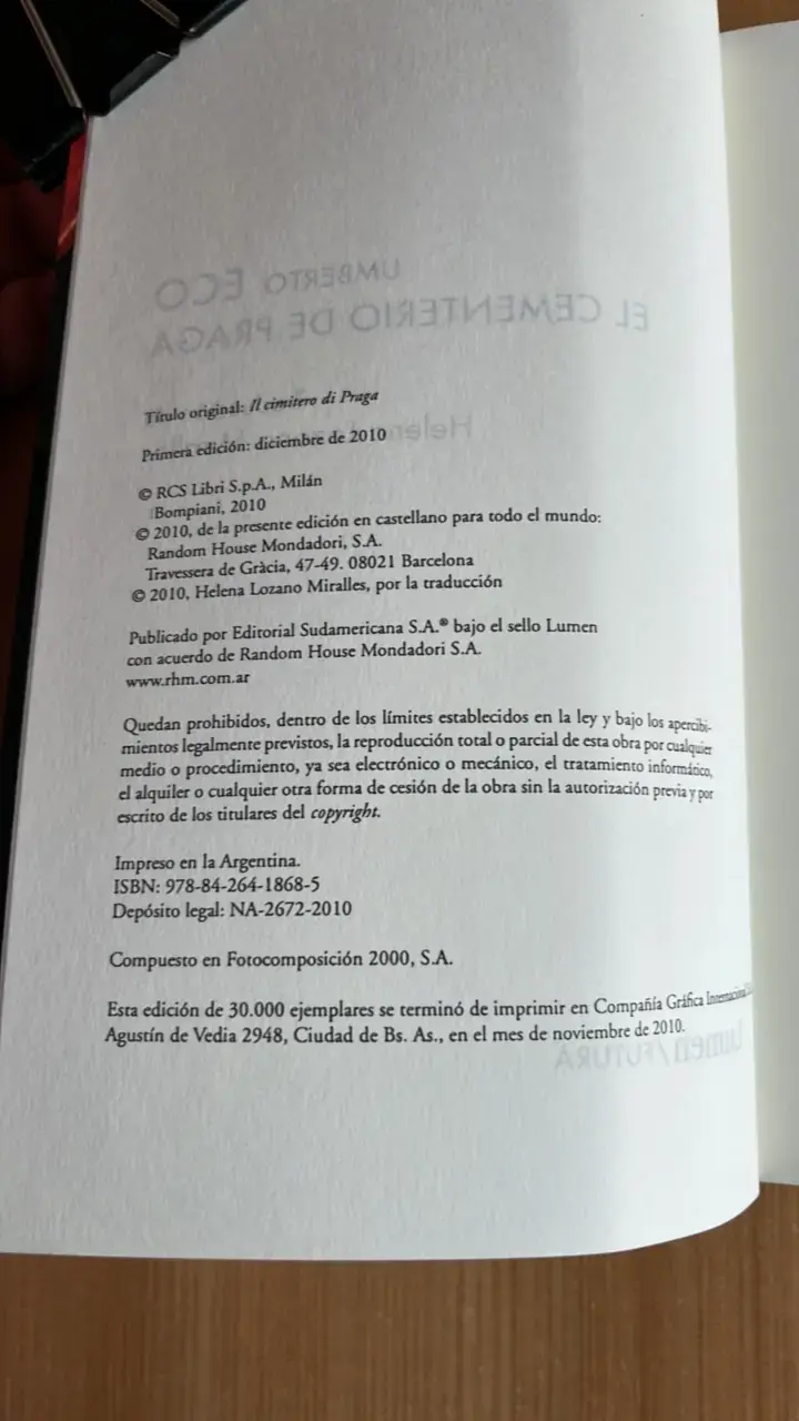 Libro 'El Cementerio de Praga' de Umberto Eco - 3