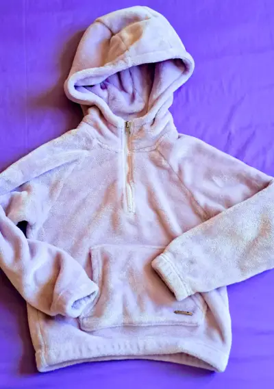 Chaqueta de felpa rosada con capucha para niña - miniatura 3