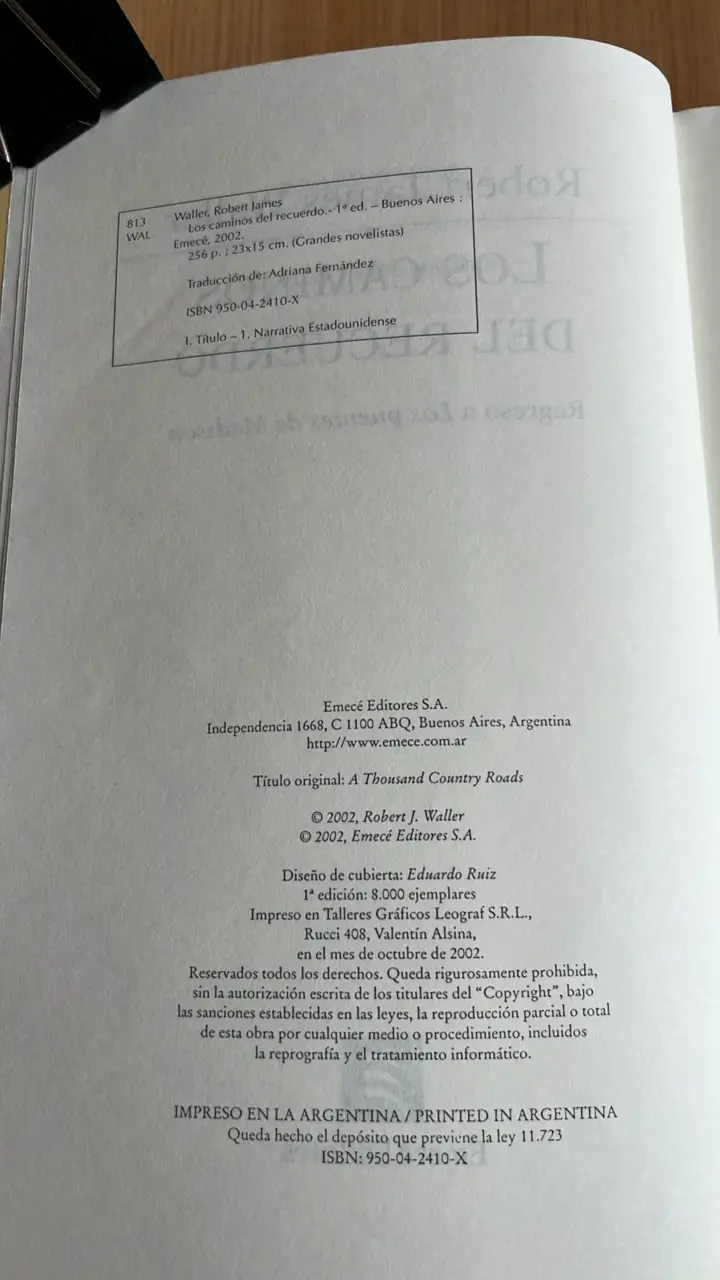 Libro 'Los Caminos del Recuerdo' de Robert James Waller - 3