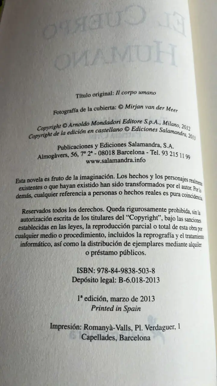 Libro 'El Cuerpo Humano' de Paolo Giordano - 3