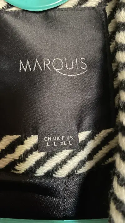 Marquis Abrigo de lana a rayas blanco y negro - miniatura 3