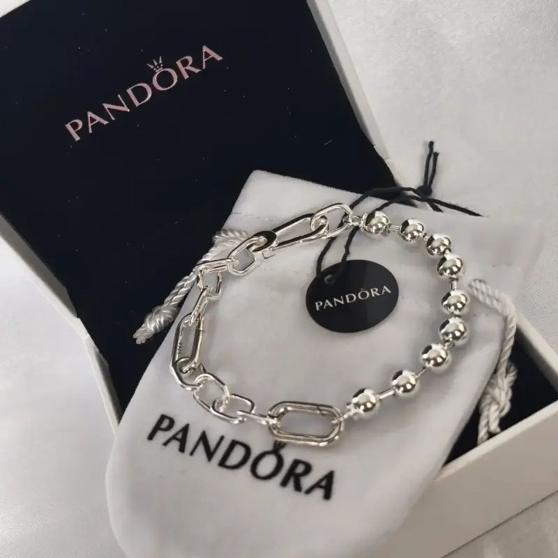 Pulsera de plata Pandora con diseño de eslabones - 2