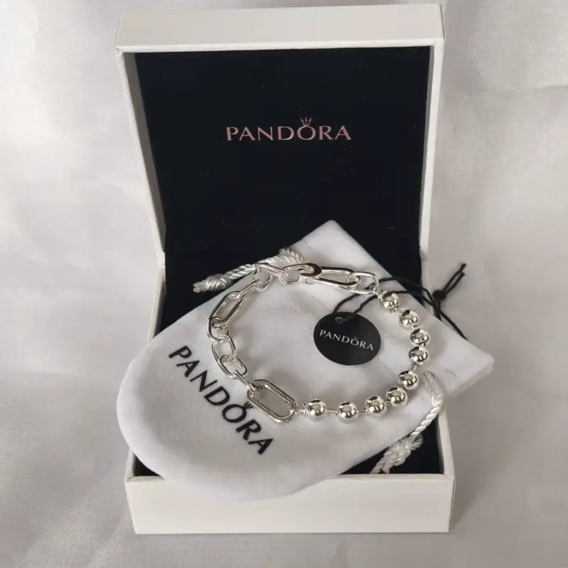 Pulsera de plata Pandora con diseño de eslabones - 4