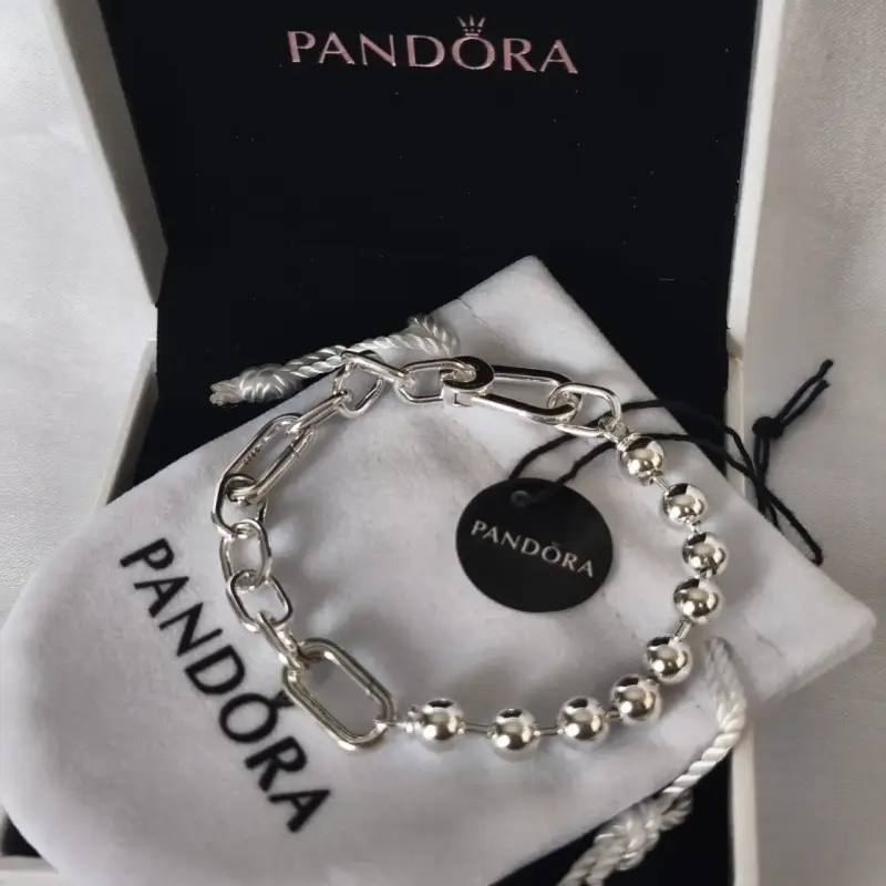 Pulsera de plata Pandora con diseño de eslabones - 5