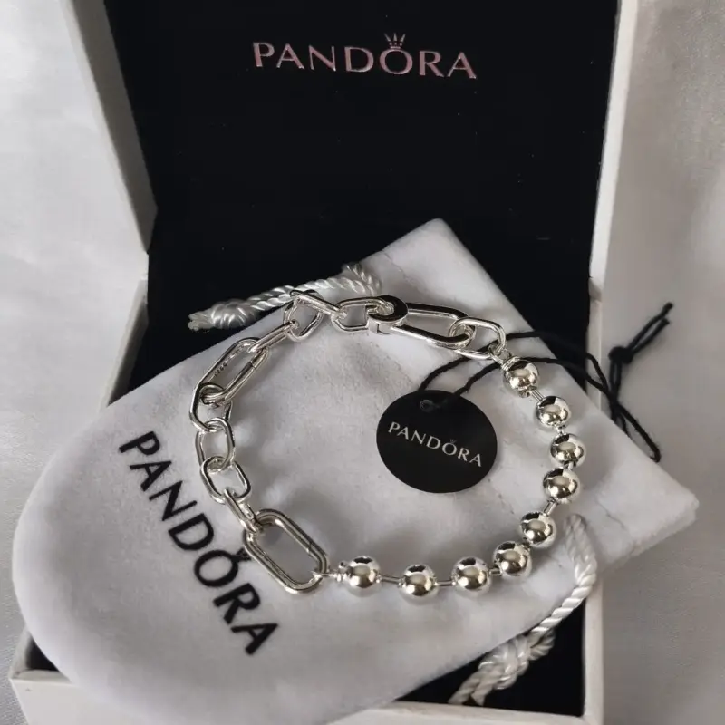 Pulsera de plata Pandora con diseño de eslabones - 6