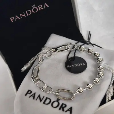 Pulsera de plata Pandora con diseño de eslabones - miniatura 1
