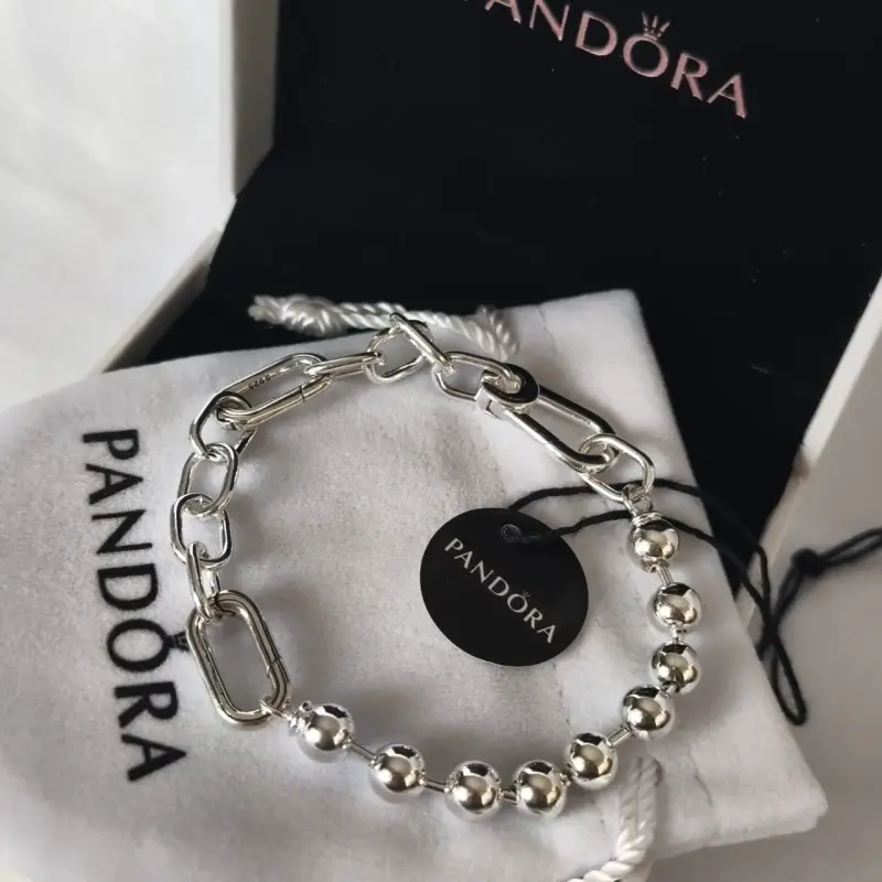 Pulsera de plata Pandora con diseño de eslabones - 4