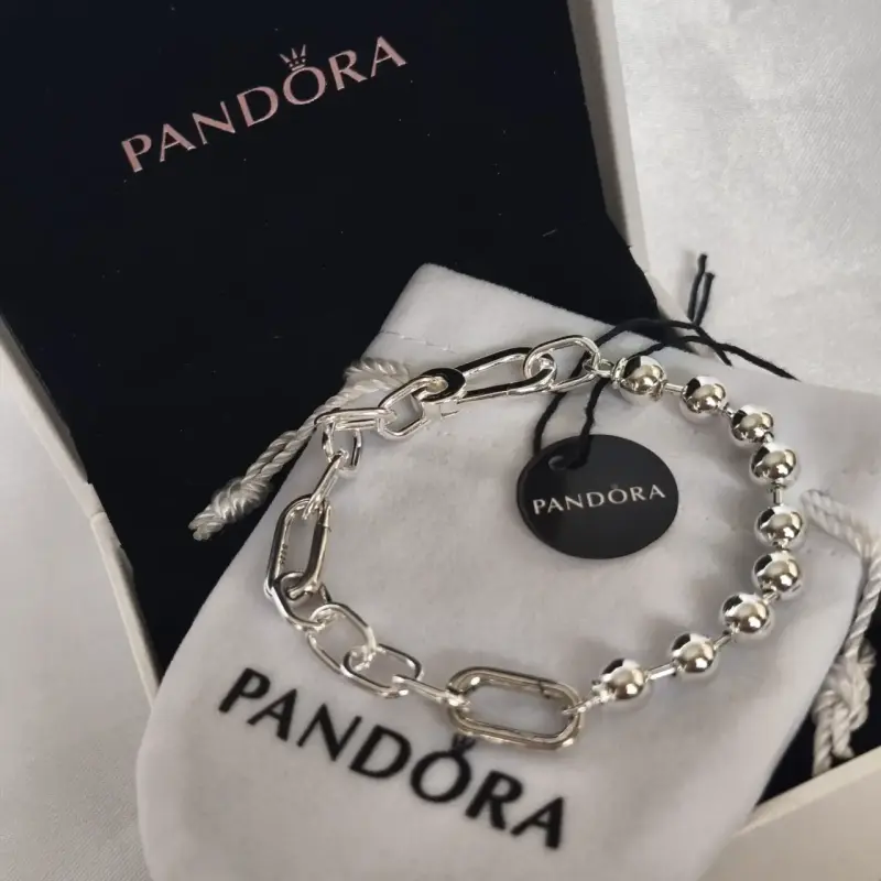 Pulsera de plata Pandora con diseño de eslabones - 5