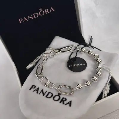 Pulsera de plata Pandora con diseño de eslabones - miniatura 6