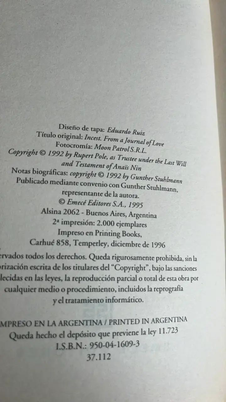 Libro 'Incesto' de Anaïs Nin - Diario 1932-1934 - 3