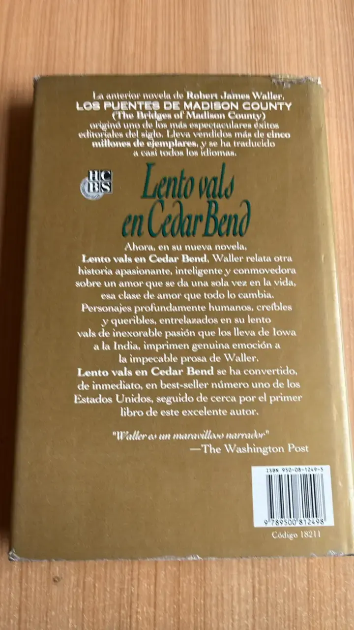 Libro 'Lento vals en Cedar Bend' de Robert James Waller - 2