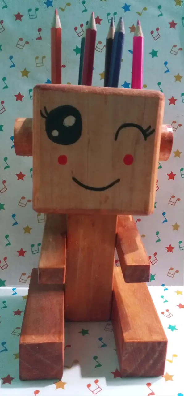 Portalápices,colores ,pincel de madera diseño - 3