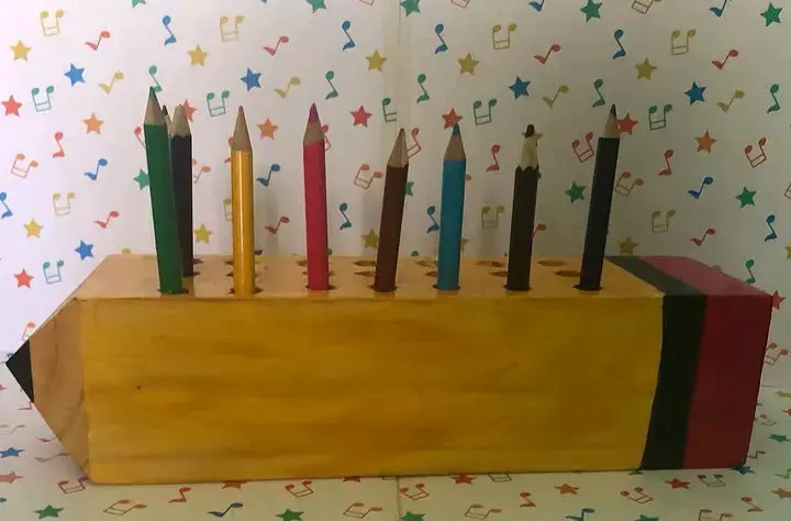 Portalápices,colores ,pincel de madera diseño - 6
