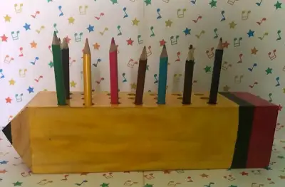 Portalápices,colores ,pincel de madera diseño - miniatura 6