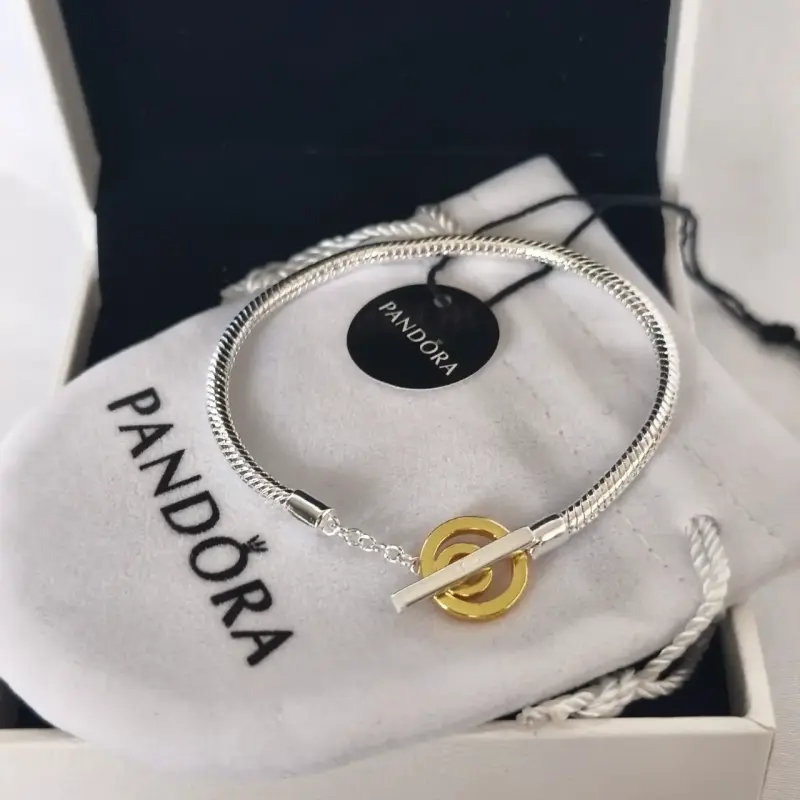 Pulsera de plata con dije dorado Pandora 19 - 1