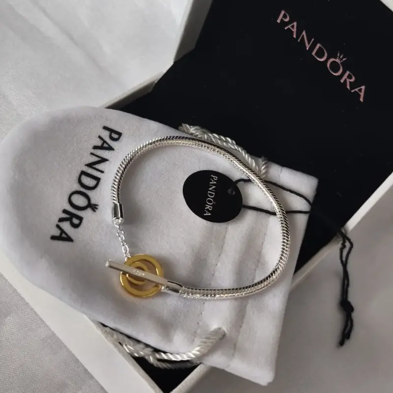 Pulsera de plata con dije dorado Pandora 19 - 3