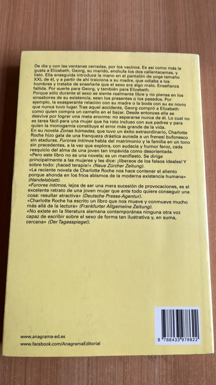 Libro 'Furores Íntimos' de Charlotte Roche - 2