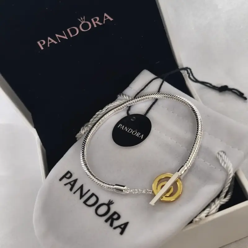 Pulsera de plata con dije dorado Pandora 18 - 1