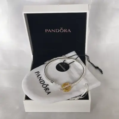 Pulsera Pandora de plata con dije dorado 17 - miniatura 2