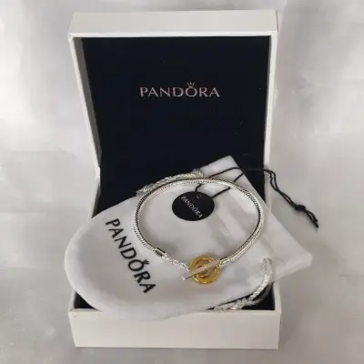Pulsera Pandora de plata con dije dorado 17 - miniatura 3
