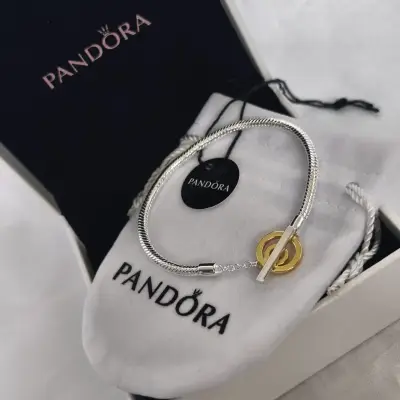 Pulsera Pandora de plata con dije dorado 17 - miniatura 4