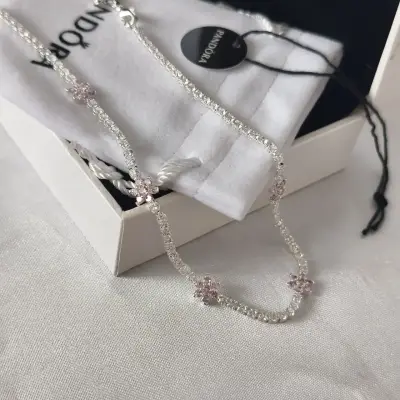 Pulsera de plata con flores Pandora - miniatura 1