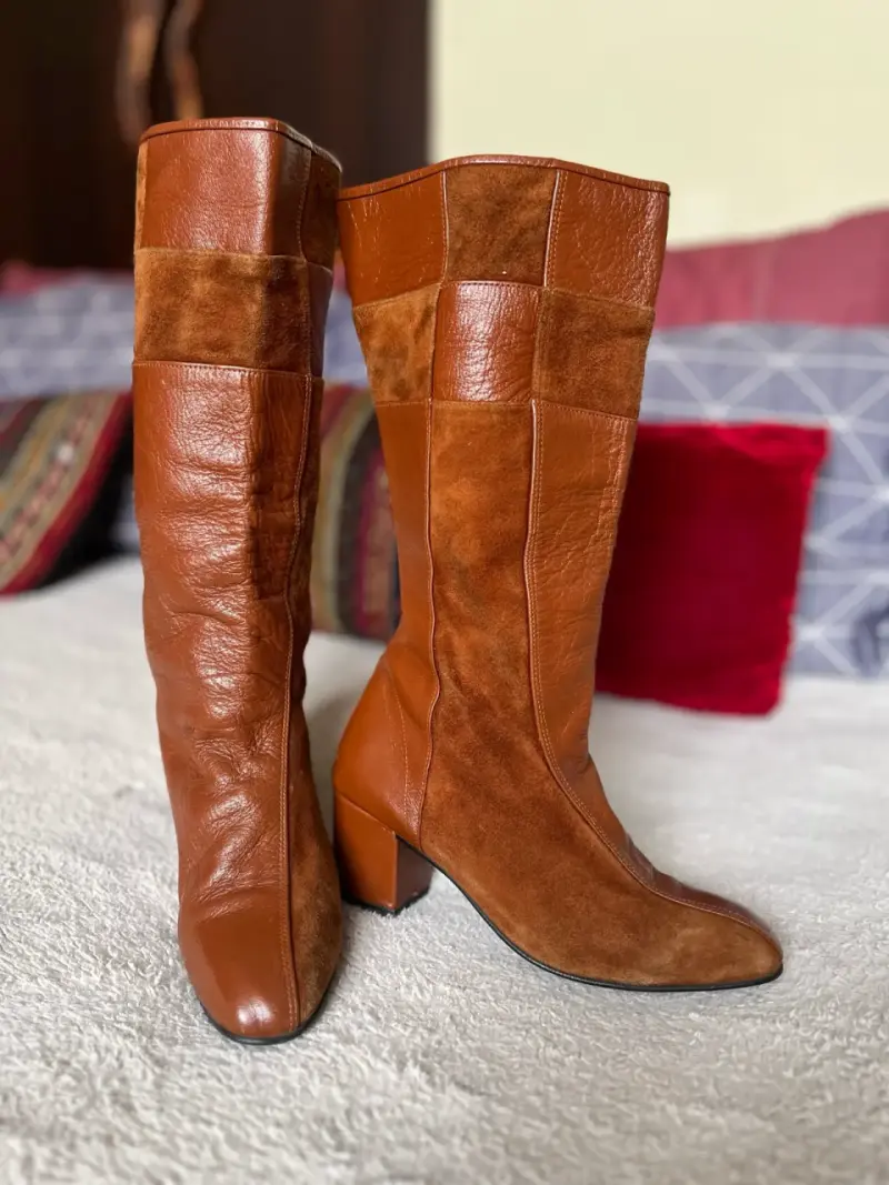 Botas de cuero marrón para mujer - 1