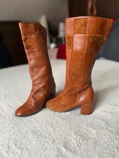 Botas de cuero marrón para mujer - miniatura 2