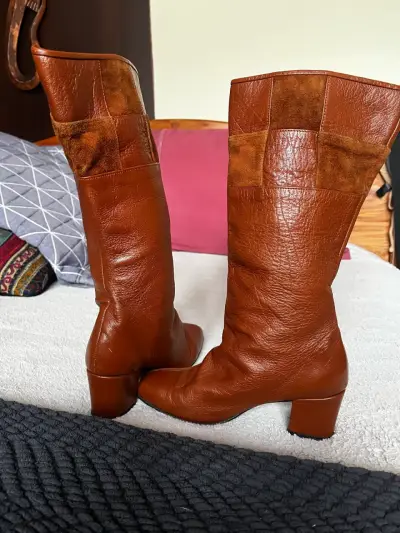 Botas de cuero marrón para mujer - miniatura 4