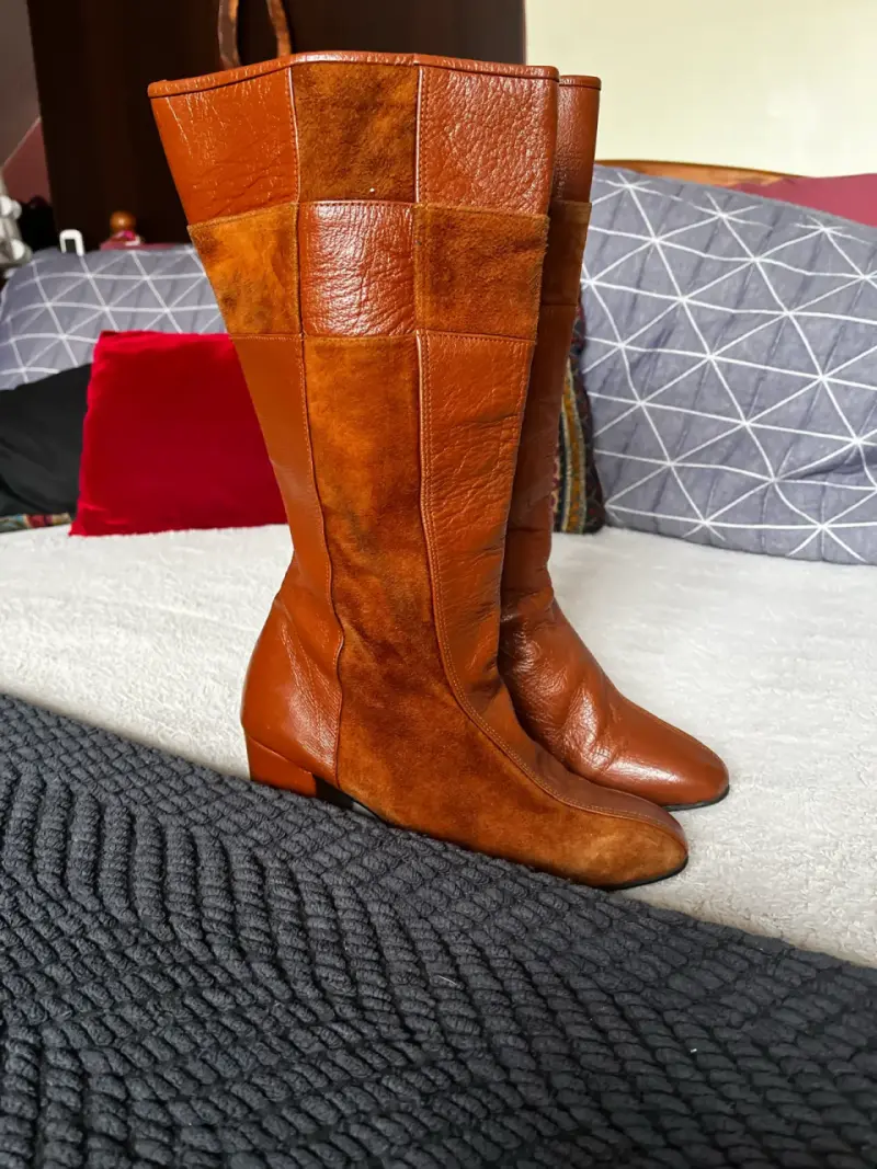 Botas de cuero marrón para mujer - 5