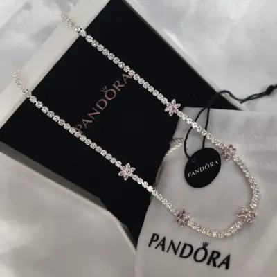 Collar Pandora plata s925 flores de cristal rosa - miniatura 2