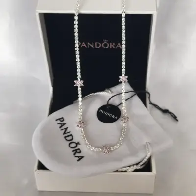 Collar Pandora plata s925 flores de cristal rosa - miniatura 3
