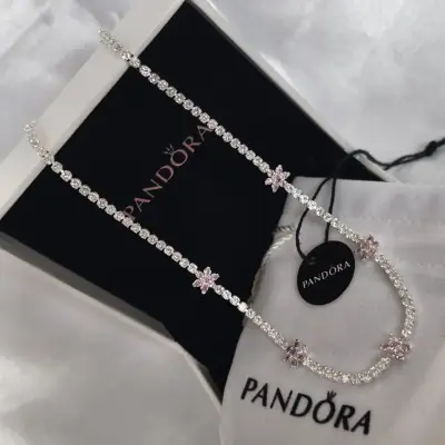Collar Pandora plata s925 flores de cristal rosa - miniatura 4
