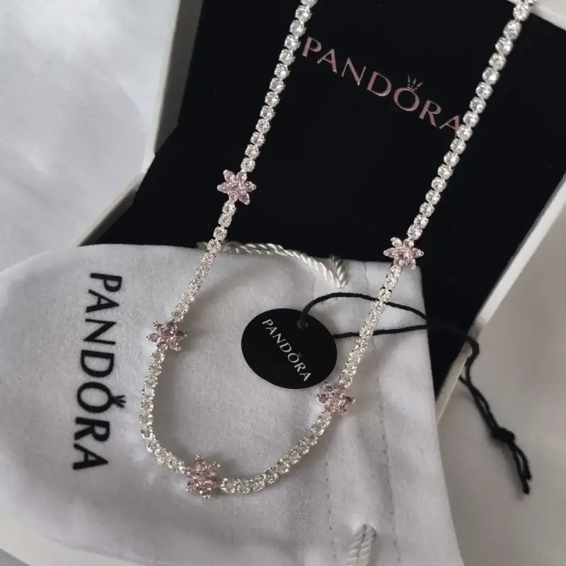 Collar de plata con flores Pandora plata 925 - 1