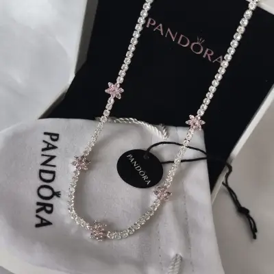 Collar de plata con flores Pandora plata 925 - miniatura 1