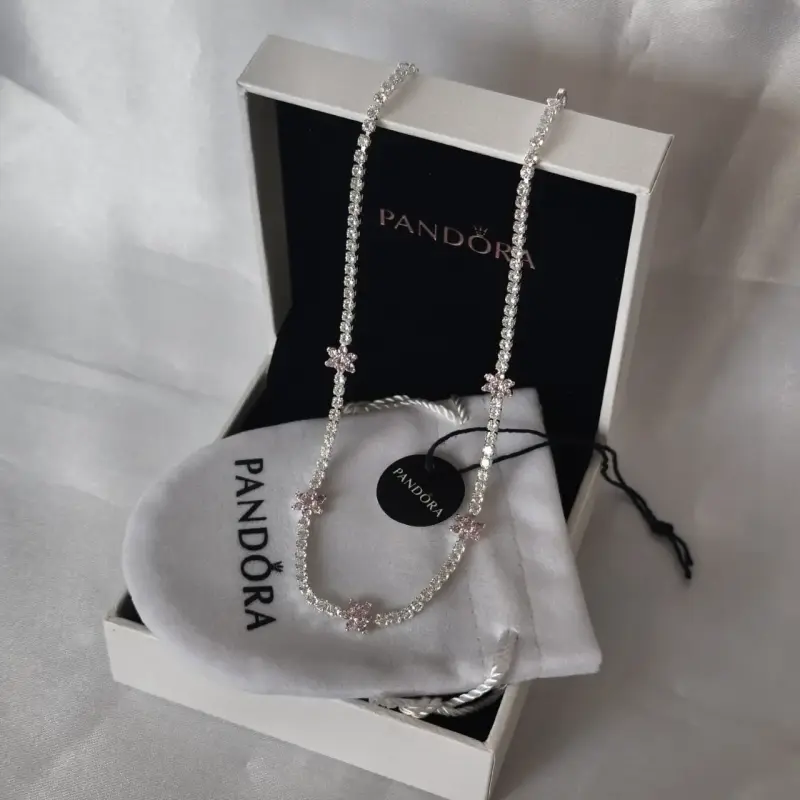 Collar de plata con flores Pandora plata 925 - 2