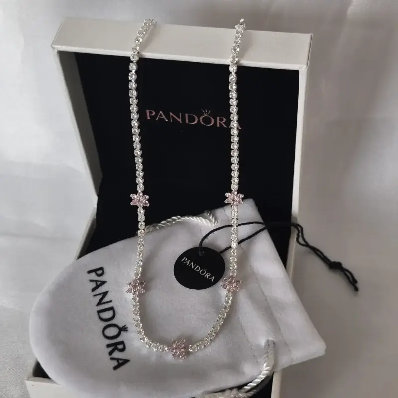 Collar de plata con flores Pandora plata 925 - 3