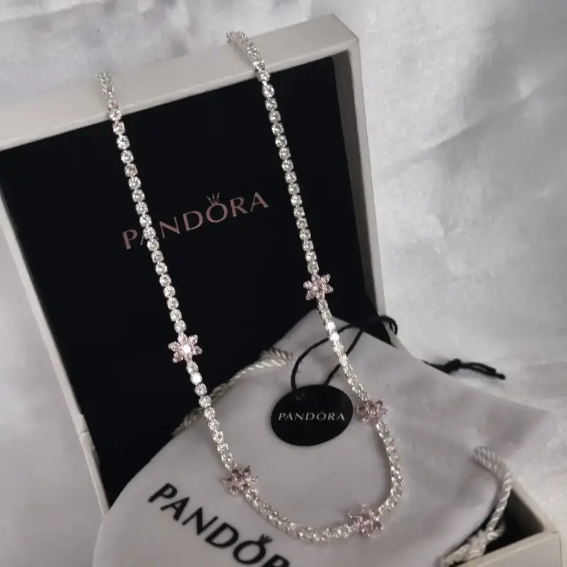 Collar de plata con flores Pandora plata 925 - 4
