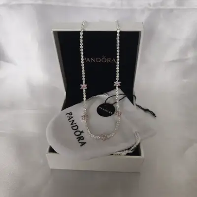 Collar Pandora con dijes de flores plata s925 - miniatura 3