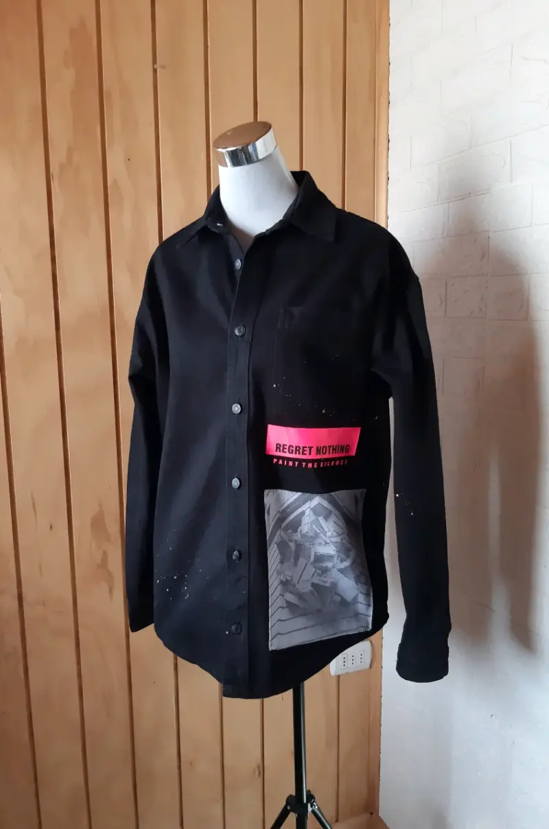 Chaqueta negra ZARA mezclilla talla ML - 3