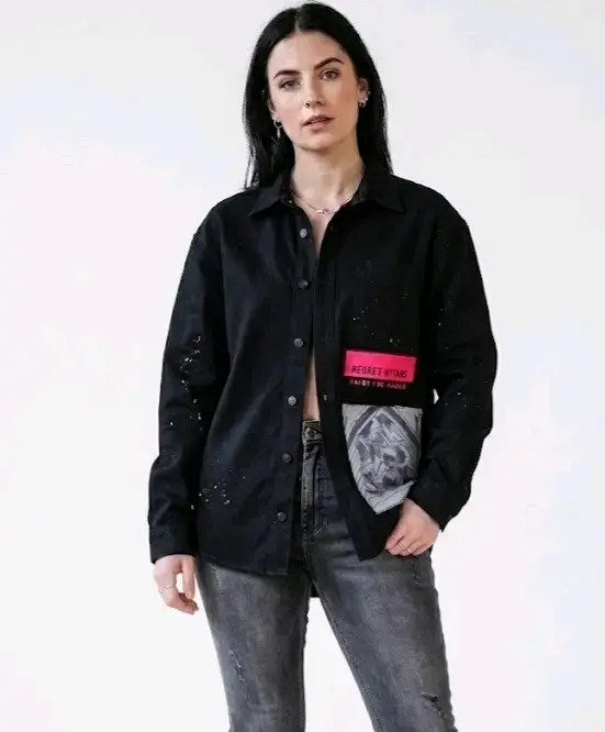 Chaqueta negra ZARA mezclilla talla ML - 4