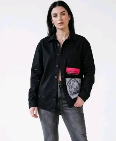 Chaqueta negra ZARA mezclilla talla ML - miniatura 4
