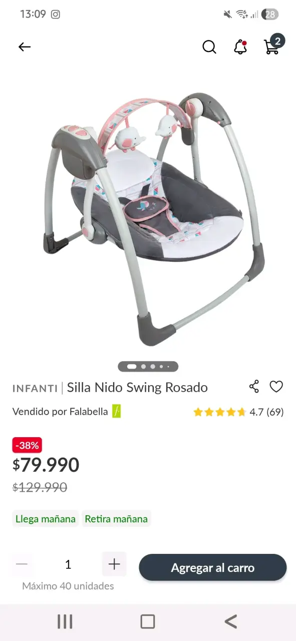 Columpio eléctrico para bebé con juguetes colgantes - 5