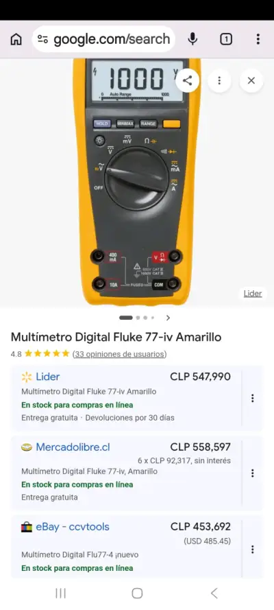 Multímetro Digital Fluke 77-IV Amarillo - miniatura 1