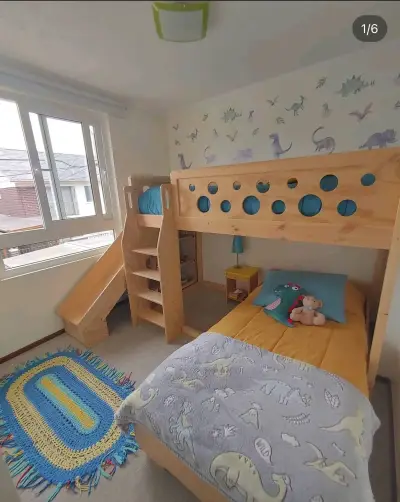 Cama alta de madera para niños con escalera - miniatura 4
