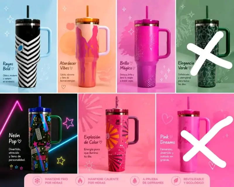 Vaso térmico Neón Pop con diseño colorido